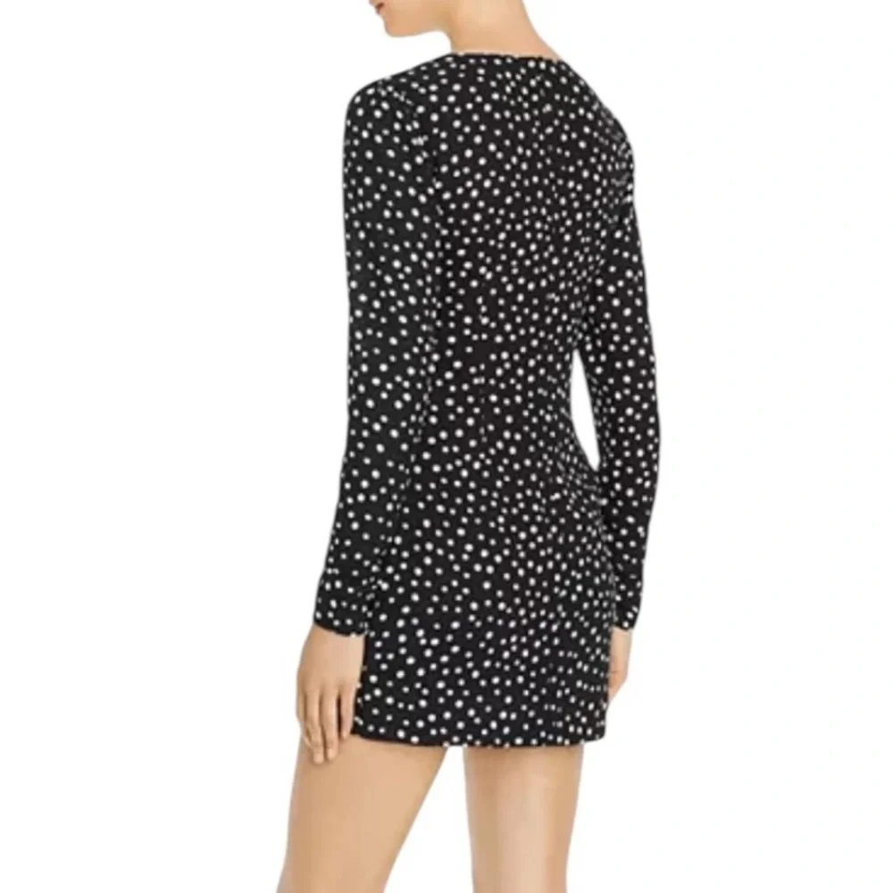 NWT LIKELY Corinne Ruffled Polka Dot Mini Dress in Black and White Sz 6 - Picture 2 of 12